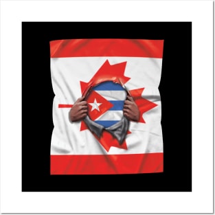 Cuba Flag Canadian Flag Ripped - Gift for Cuban From Cuba Posters and Art